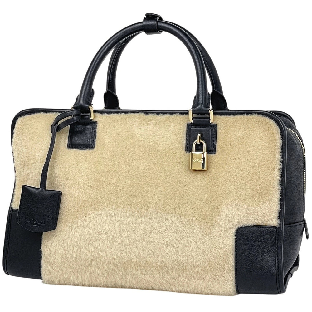 Loewe Amazona Handbag Leather Black Ivory White